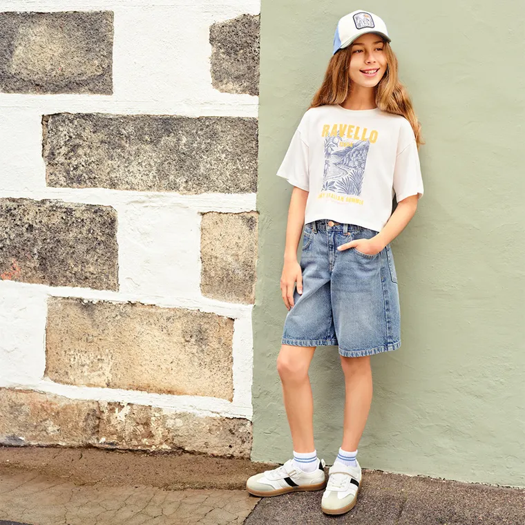 Cool Club, Tricou pentru fete, crop top, alb