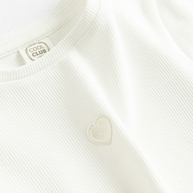 Cool Club, Tricou pentru fete, din tricot striat, alb
