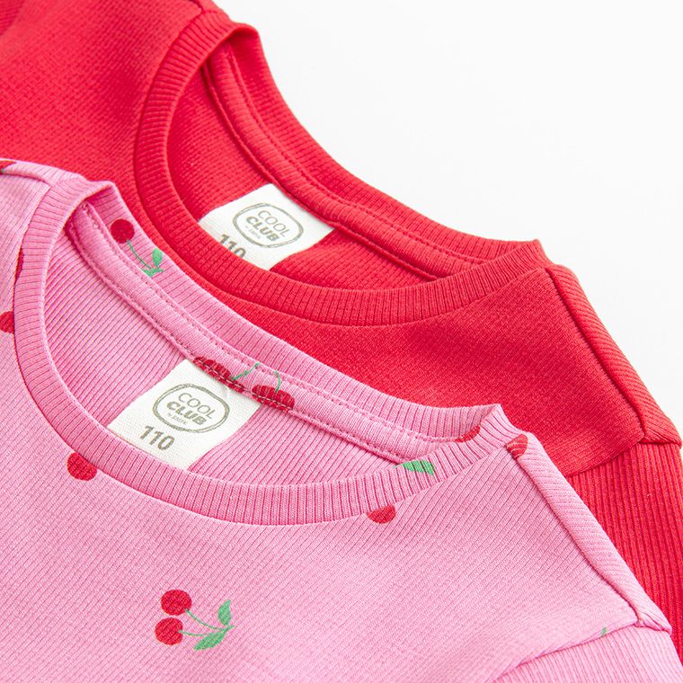 Cool Club, Tricou pentru fete, din tricot striat, mix, set, 2 buc.