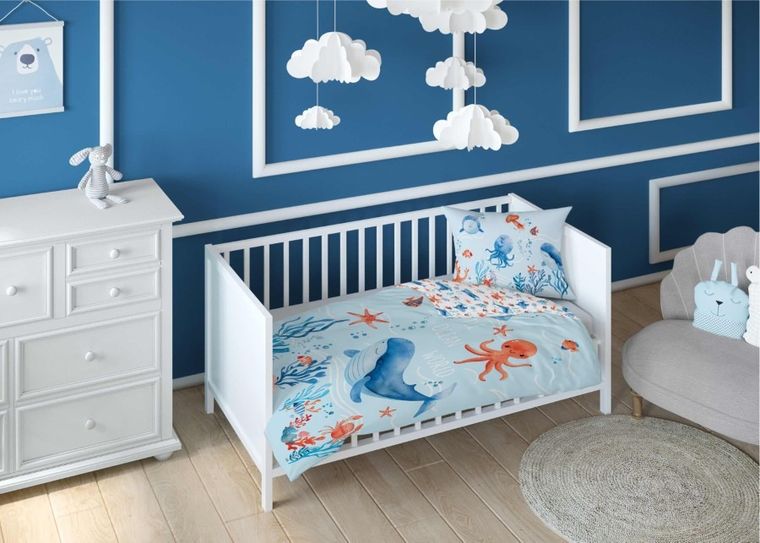 Detexpol, Ocean, set lenjerie de pat single, din bumbac, 90-120 cm