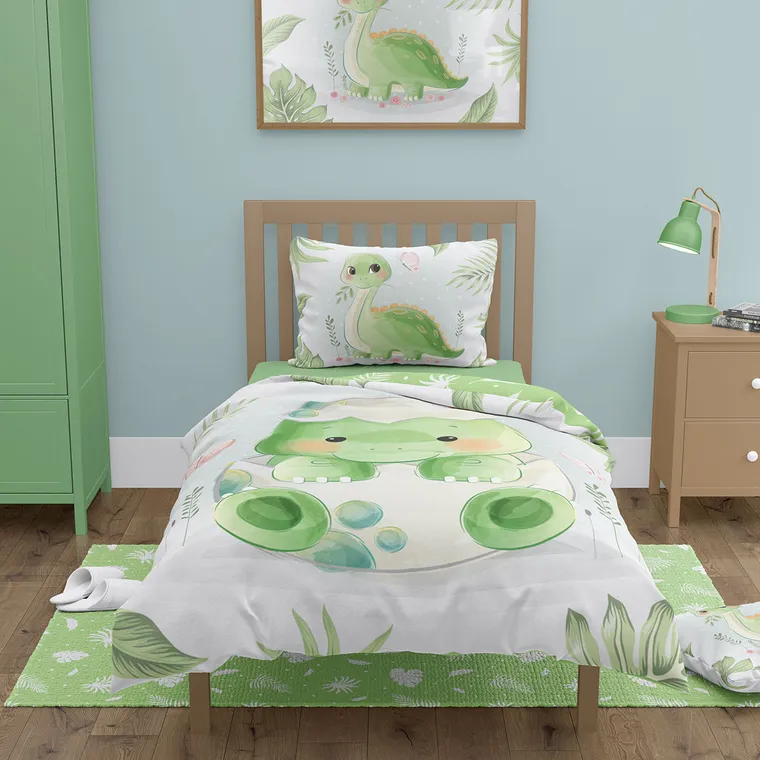 Dino, set lenjerie de pat single, 100-135 cm