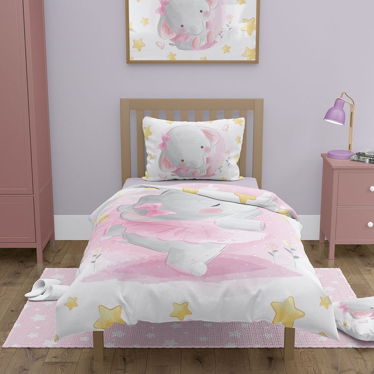 Elefant, set lenjerie de pat single, 100-135 cm