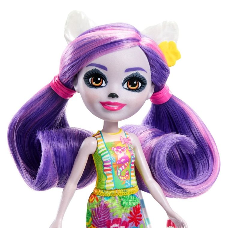 Enchantimals, Lorinda Lemur, papusa si figurine, set de joaca