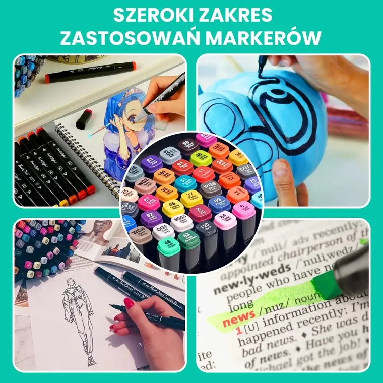 Extralink, set de markere cu alcool, 80 culori