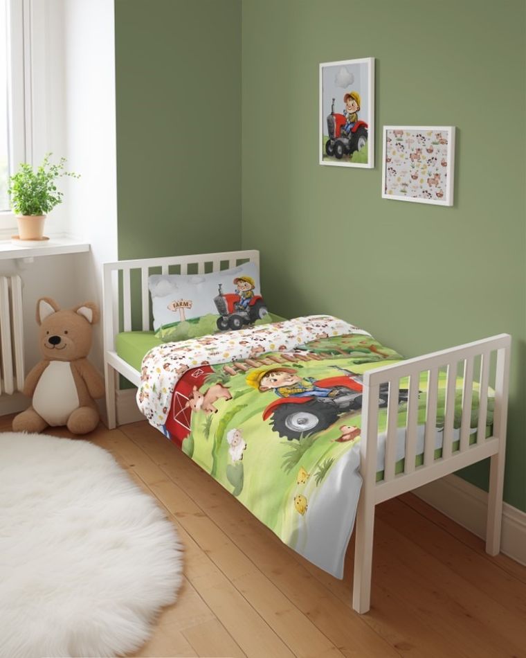 Ferma, set lenjerie de pat single, din bambus, rosu, 90-120 cm