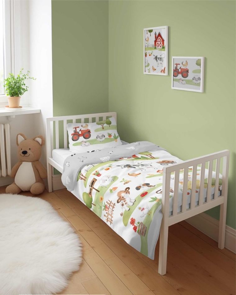 Ferma, set lenjerie de pat single, gri, 90-120 cm