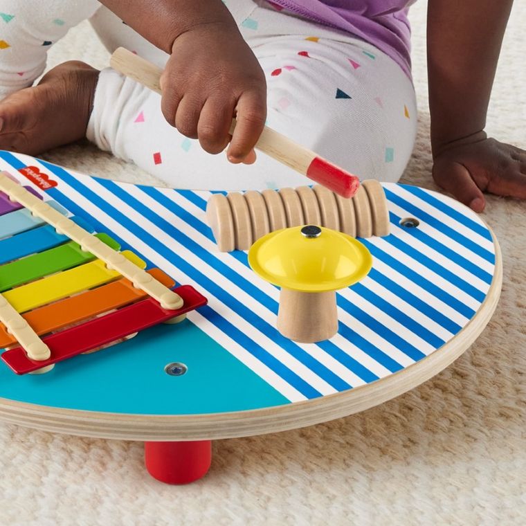 Fisher-Price, masa muzicala, jucarie din lemn