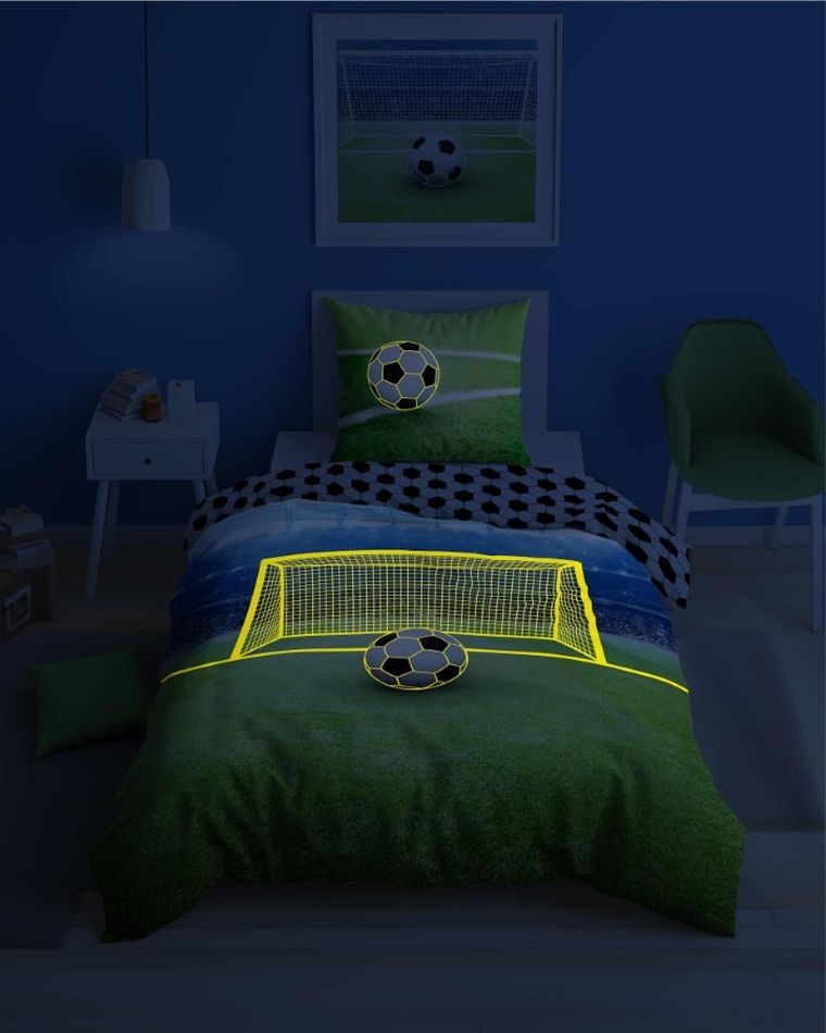 Fotball, set lenjerie de pat single, fluo, 160-200 cm