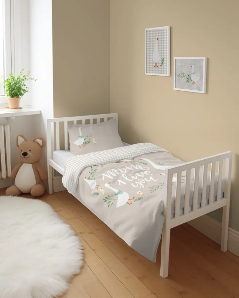 Gaste, set lenjerie de pat single, din bambus, bej, 90-120 cm