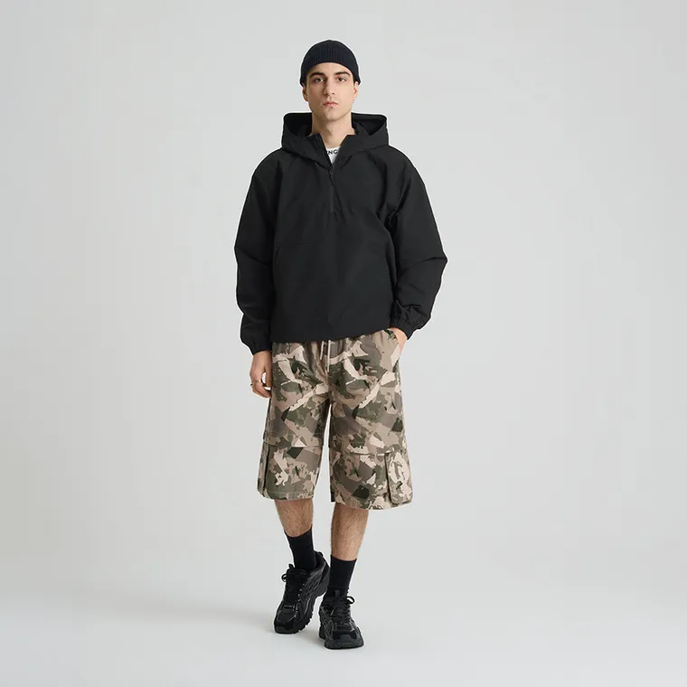 Geaca anorak impermeabila cu gluga si croiala boxy NOWEAR