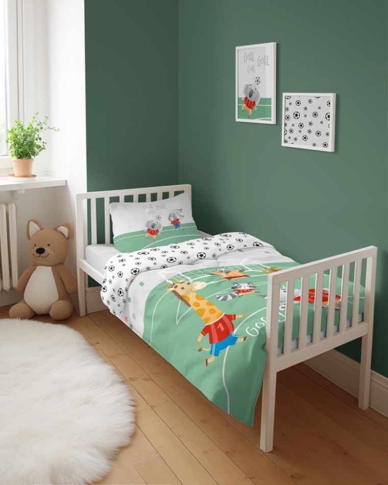 Goal!, set lenjerie de pat single, din bambus, rosu, 90-120 cm