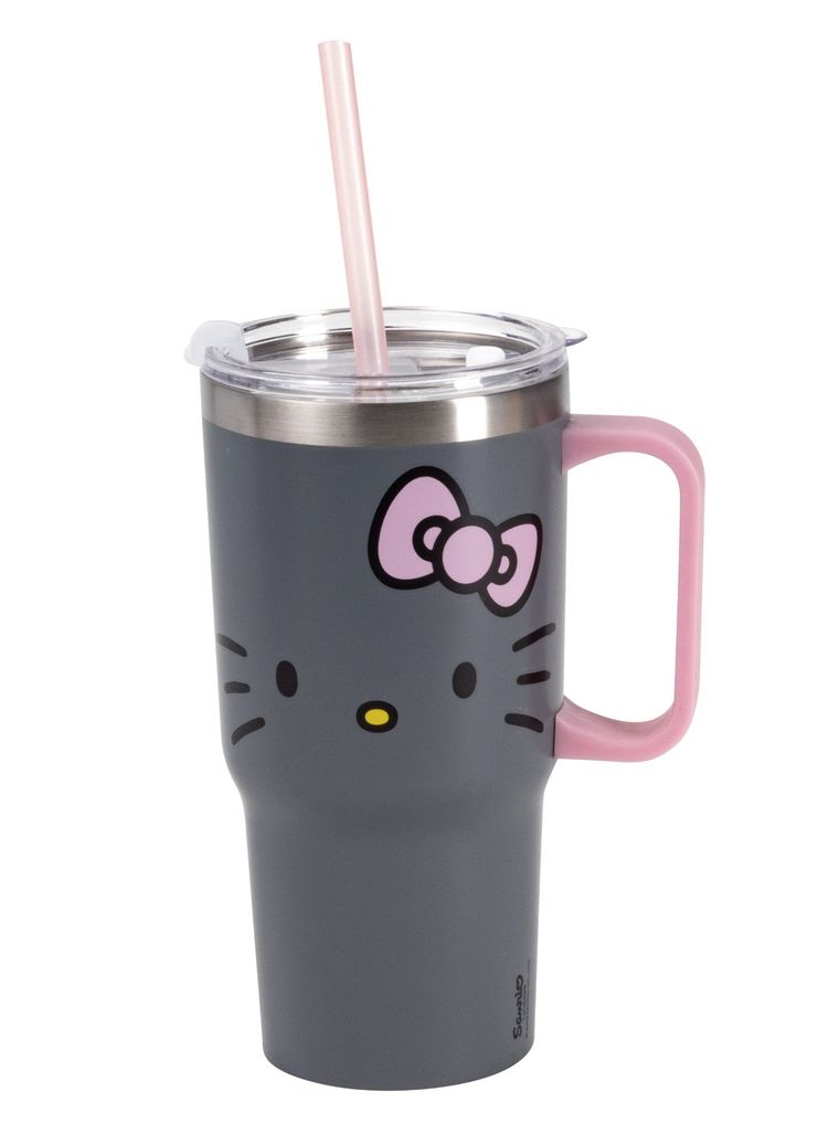 Hello Kitty, cana de baut cu pai si maner din otel, 600 ml