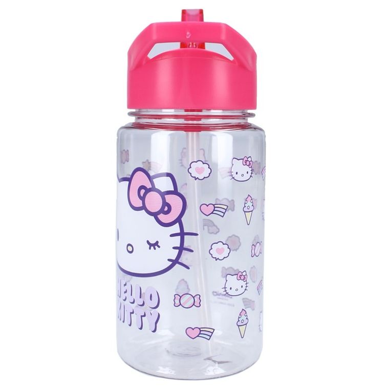 Hello Kitty, Drink Up, sticla da apa cu pai, roz, 450 ml
