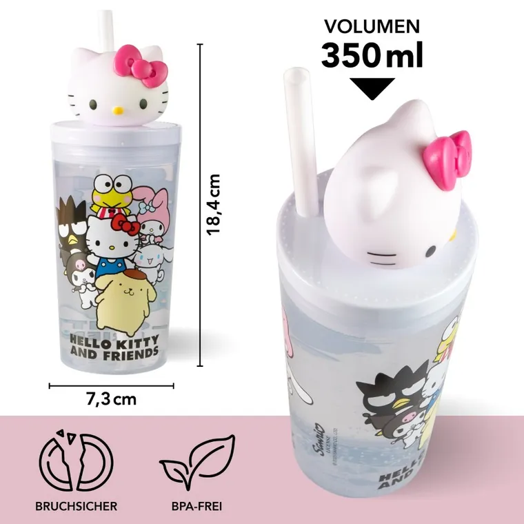 Hello Kitty, sticla de baut cu sclipici, 350 ml