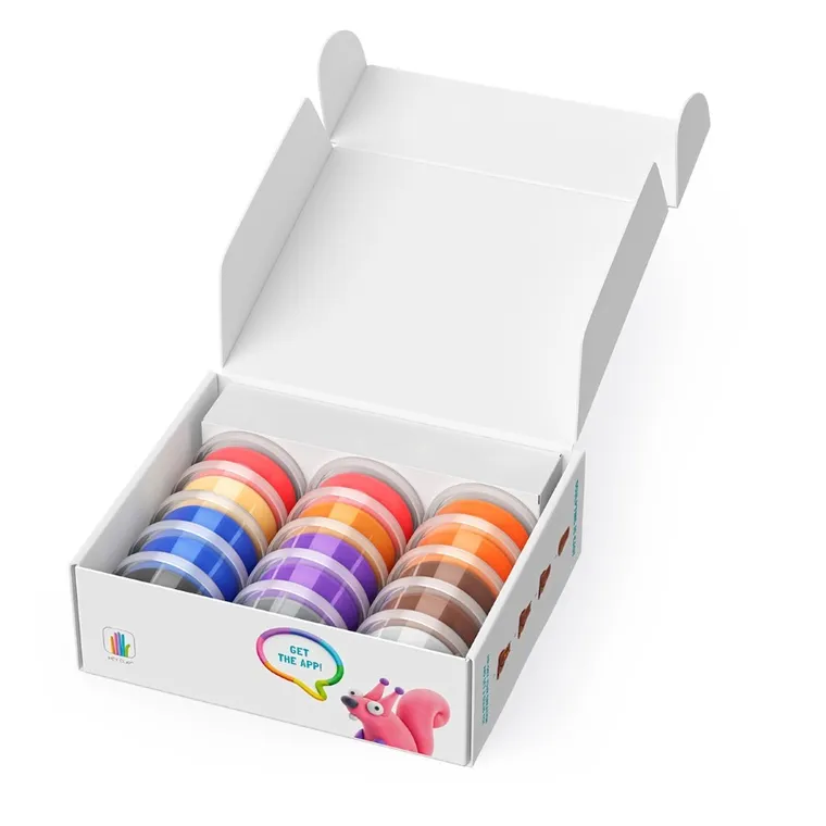 Hey Clay, Forest Animals, set creativ, 15 cutii de plastilina