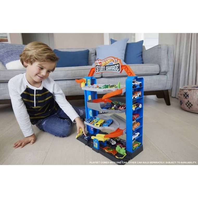 Hot Wheels City, Stunt Garage, set de joaca cu masinuta