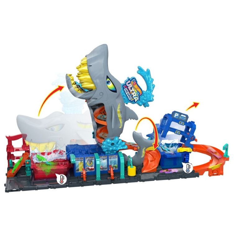 Hot Wheels City, Ultra Shark Car Wash, set de joaca