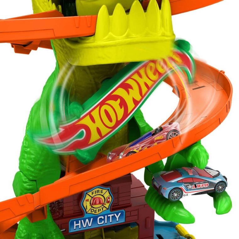 Hot Wheels, T-Rex Blaze Battle, set de joaca cu masina