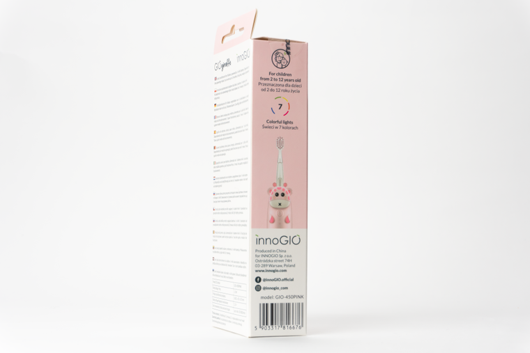 InnoGIO, GIOgiraffe, periuta de dinti sonica pentru copii, roz
