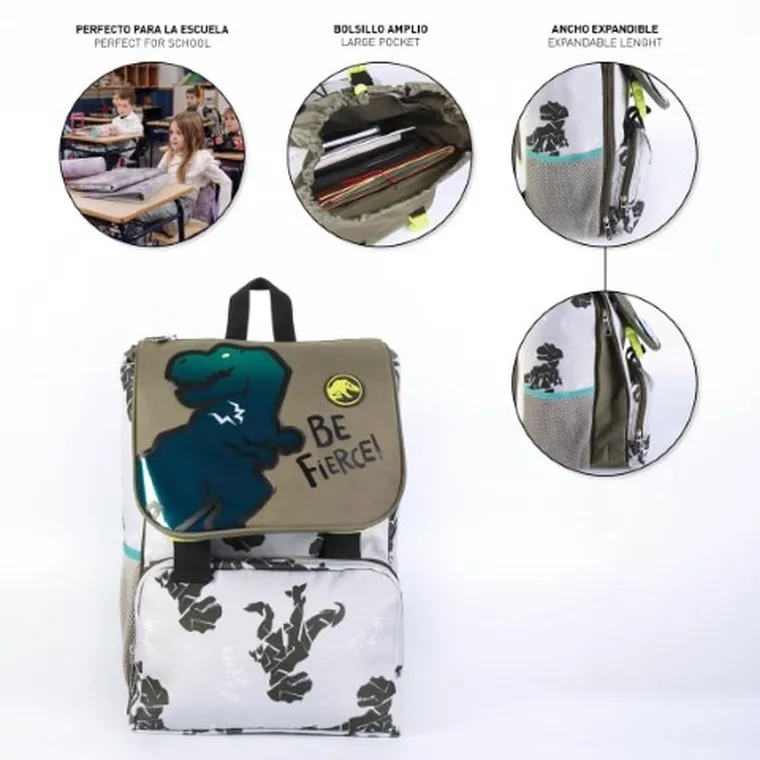 Jurassic Park, rucsac pentru scoala, maro