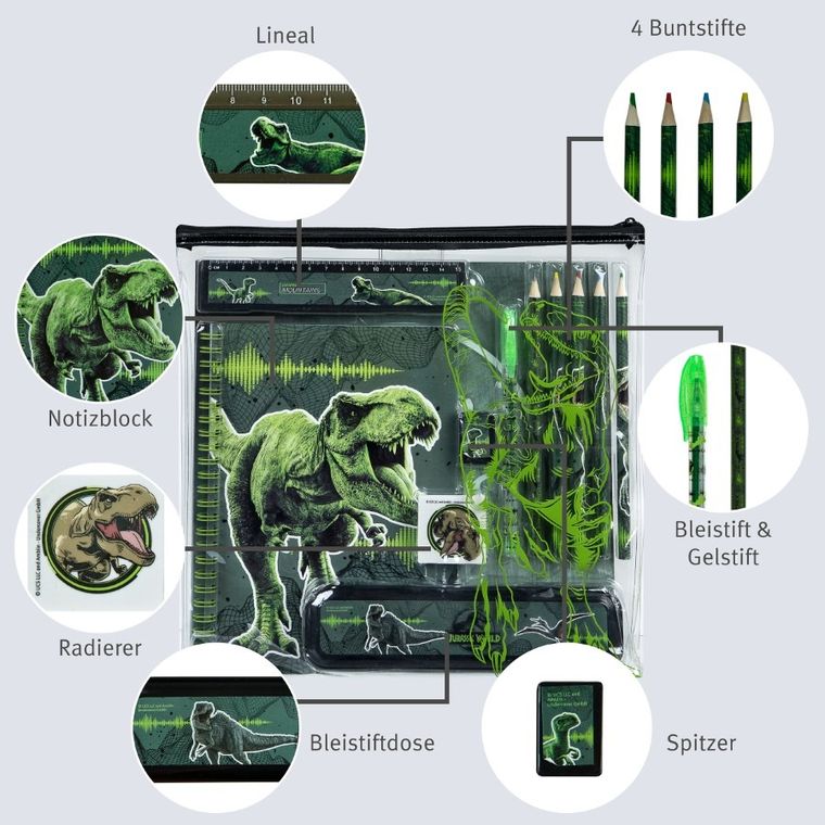 Jurassic World, set de rechizite scolare, 7 elemente