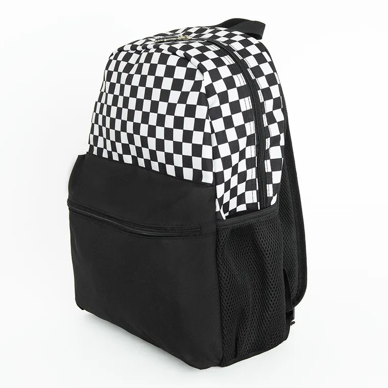 Kayokki, ghiozdan, 1 compartiment, carouri, alb-negru