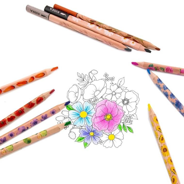 Kidea, creioane colorate triunghiular jumbo, 10 culori