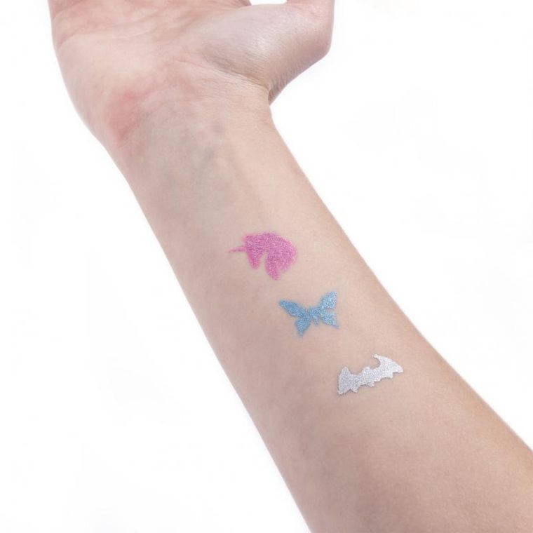 Kidea, markere sclipitoare pentru tatuaje cu sabloane, 3 culori