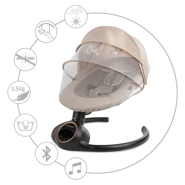 Kidwell, Reve, Scaun electric pentru bebelusi, 2in1, bej-auriu