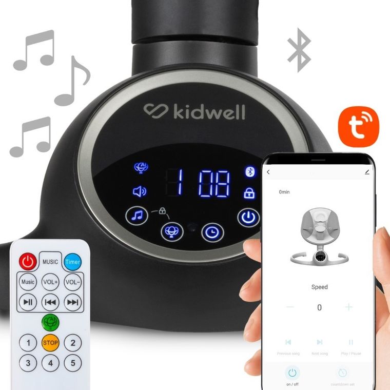 Kidwell, Reve, Scaun electric pentru bebelusi, 2in1, negru-argintiu