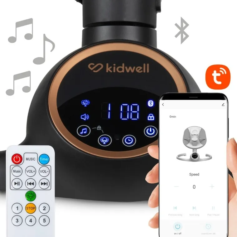 Kidwell, Reve, Scaun electric pentru bebelusi, 2in1, negru-auriu