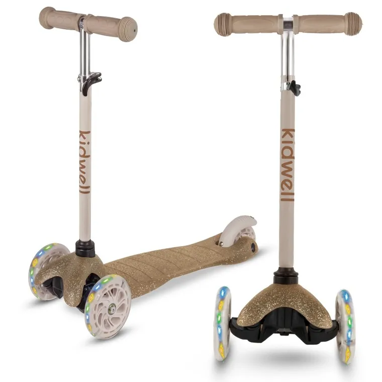 Kidwell, Uno, trotineta cu 3 roti LED, gold