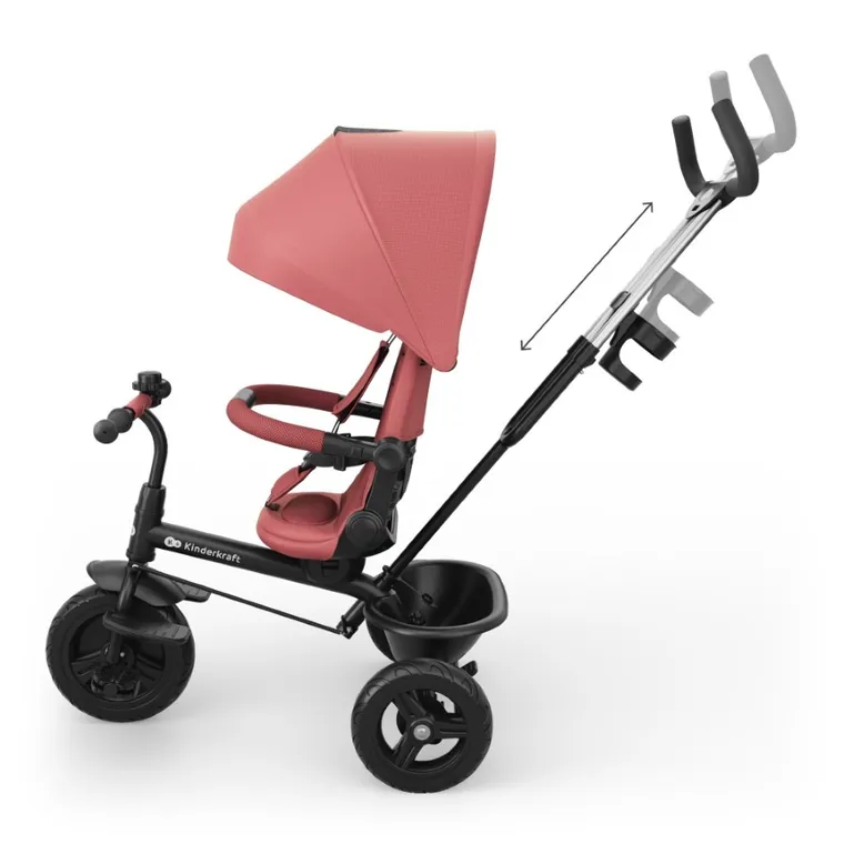 Kinderkraft, Aston 2 Plus, tricicleta 6in1, roz