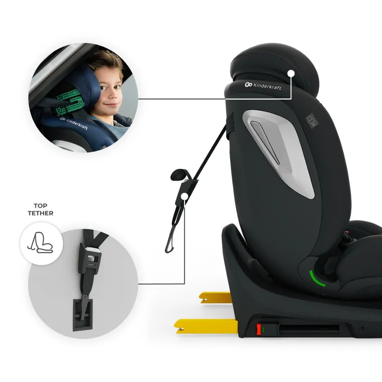 Kinderkraft, I-Grow 2 Plus, scaun auto, i-Size, negru, 40-150 cm