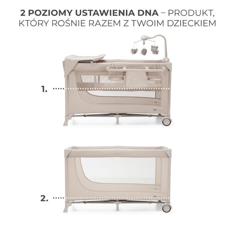 Kinderkraft, Joy 2, patut de volaj cu accesorii, 3in1, Beige