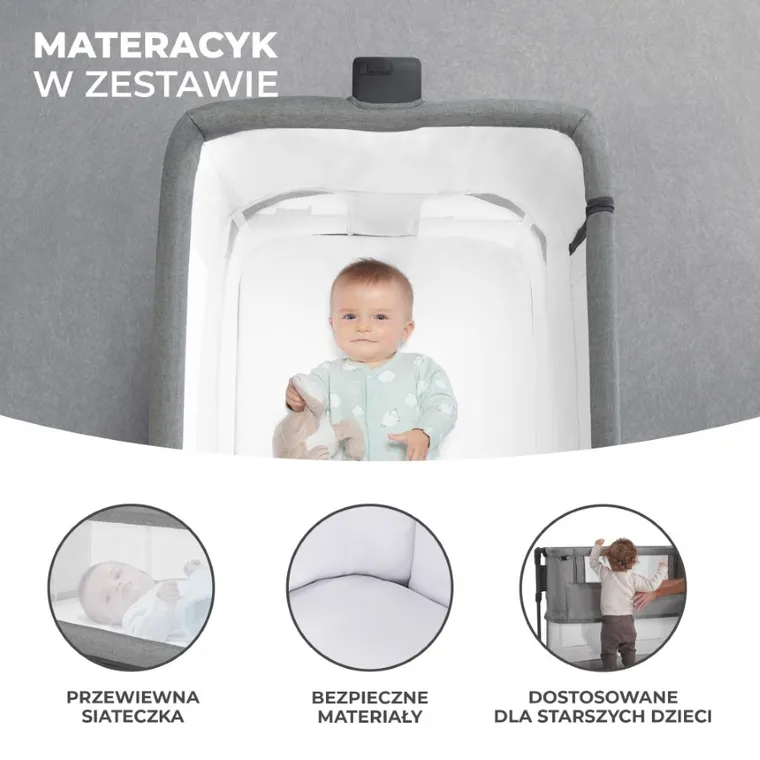 Kinderkraft, Neste Grow, patut suplimentar 3in1Dark Grey
