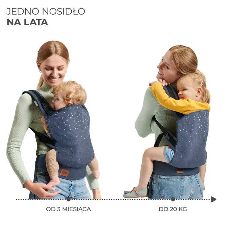 Kinderkraft, Nino Confetti, marsupiu ergonomic pana la 20 kg, denim