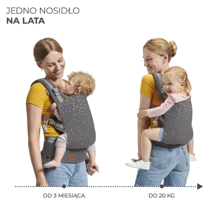 Kinderkraft, Nino Confetti, marsupiu ergonomic pana la 20 kg, grey