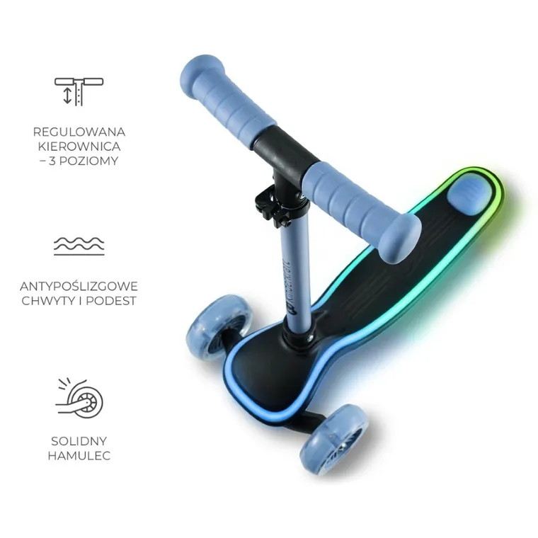 Kinderkraft, Raket, trotineta cu 3 roti LED, Blue