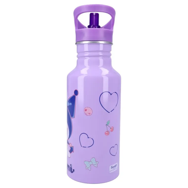 Kuromi, Keep It Cool, sticla da apa cu pai, violet, 500 ml
