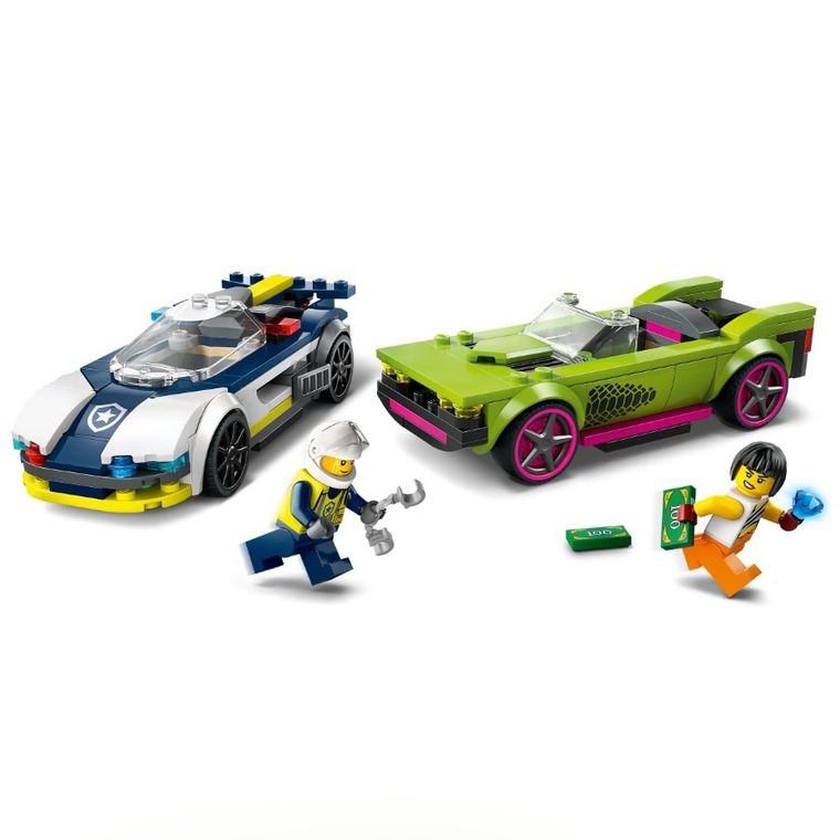 LEGO City, Urmarire cu masina de politie si masina puternica, 60415