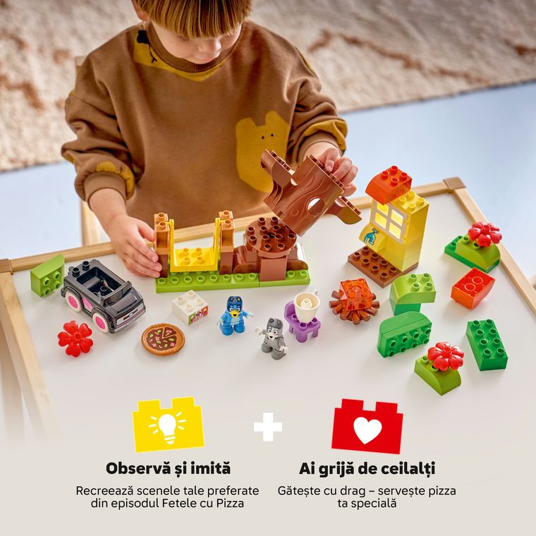 LEGO DUPLO Bluey, Muffin si Blue, fetele care aduc pizza, 10469