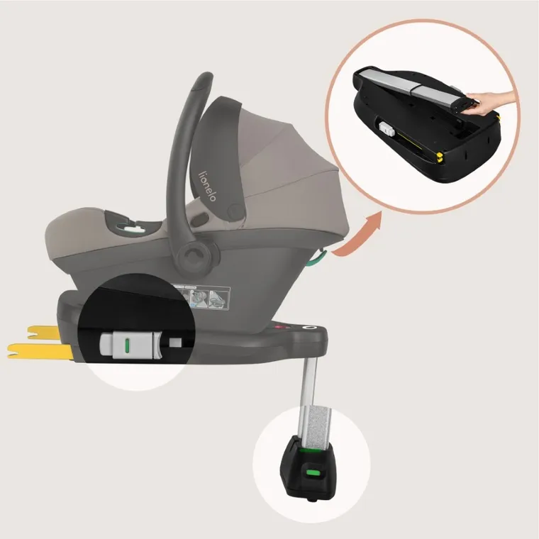 Lionelo, Astrid, i-Size, scaun auto cu baza, Beige Taupe