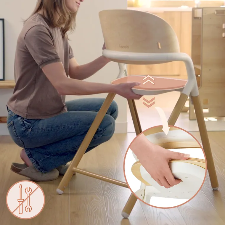 Lionelo, Celia, scaun multifunctional din lemn 3in1, White Natural Wood