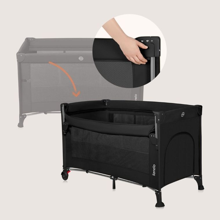 Lionelo, Ellen, patut de calatorie cu extensie mare 3in1, Black