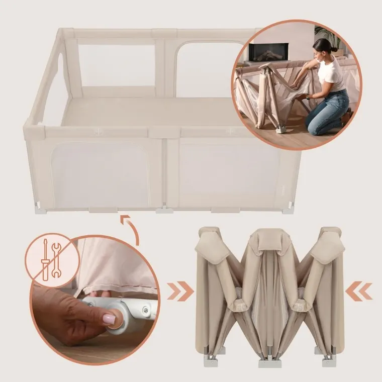 Lionelo, Florence, tarc de joaca pentru copii, Easy Fold, Beige Sand