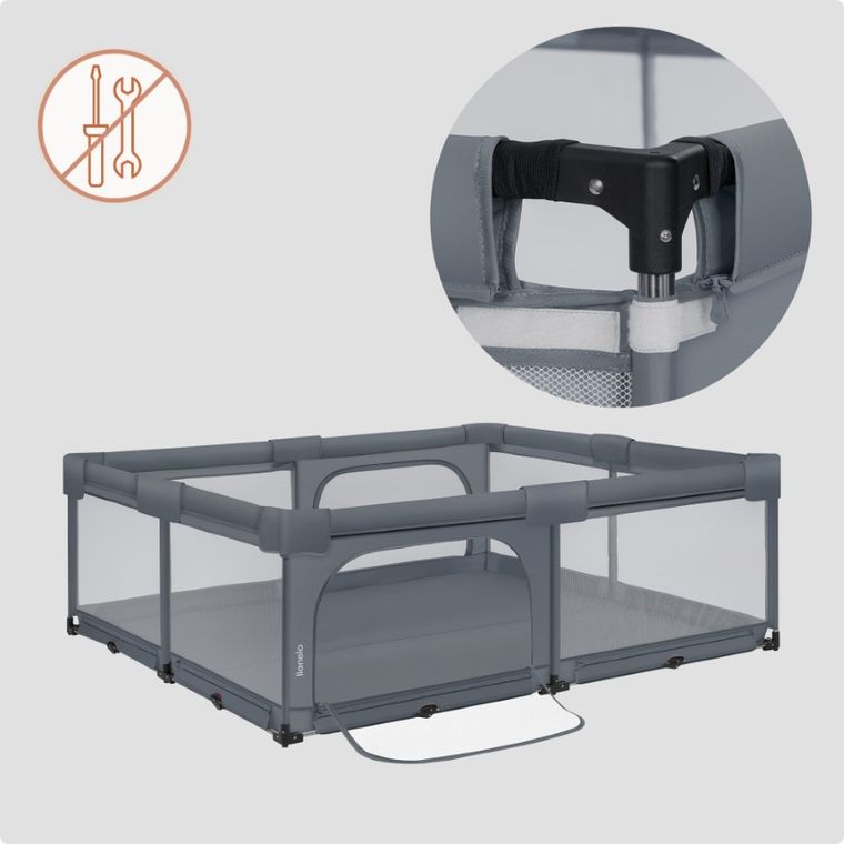 Lionelo, Florence XL Easy Fold, tarc pentru copii, Grey Stone