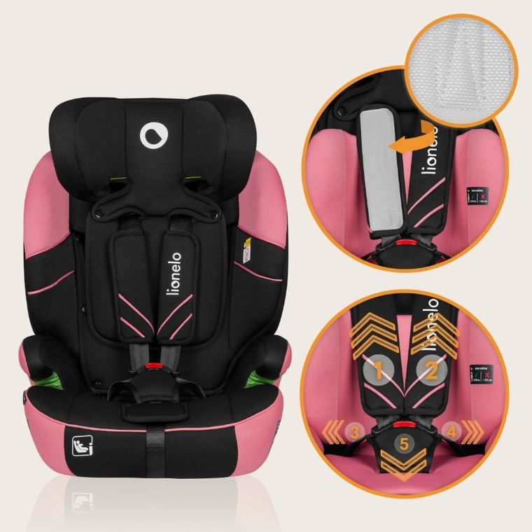 Lionelo, Levi One i-Size, scaun auto, Pink Rose, 76-150 cm