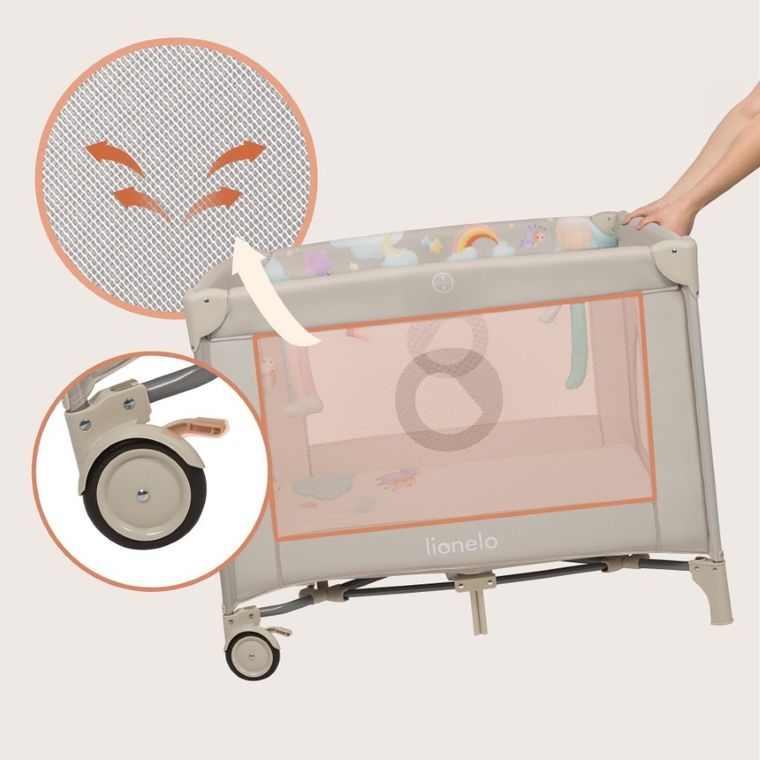 Lionelo, Mille Plus, parcul de joaca pentru copii, Grey Beige