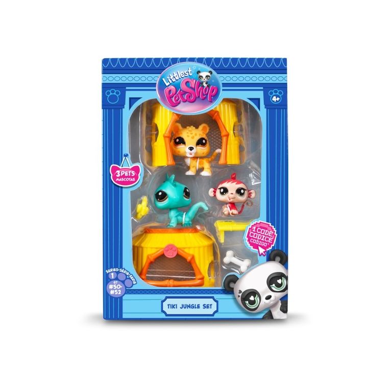 Littlest Pet Shop, Tiki Jungle, set de 3 figurine si accesorii